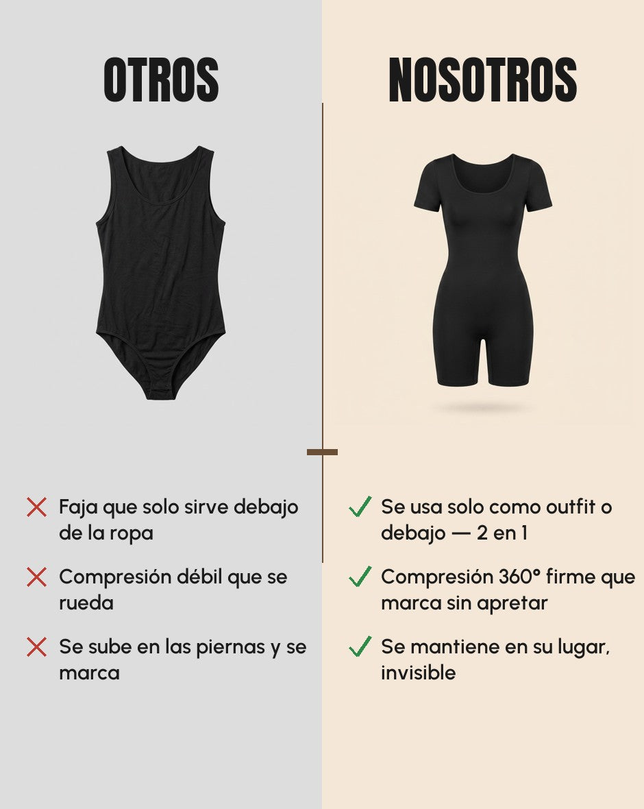 Comparación: nuestro body con mangas vs. fajas genéricas